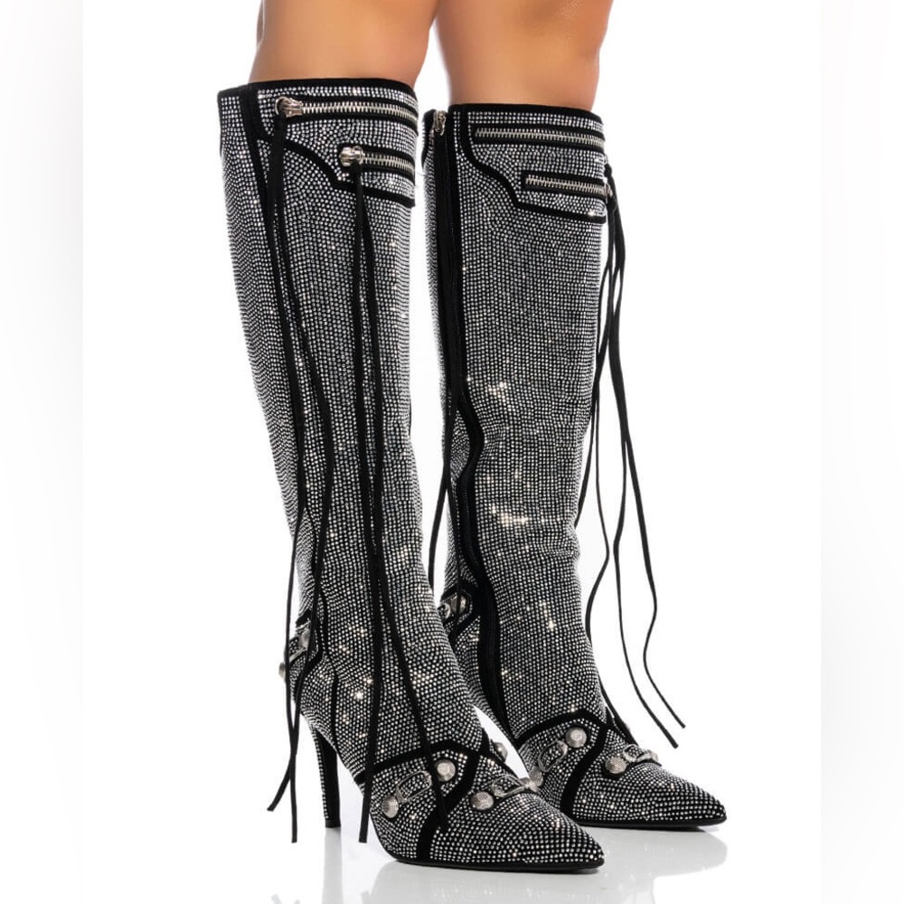 Callie Lives Xena Black AZALEA WANG Maeve Stiletto Boot 8.5